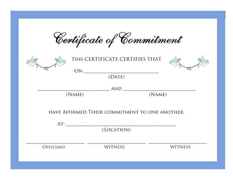 Free Printable Certificate Of Commitment Template